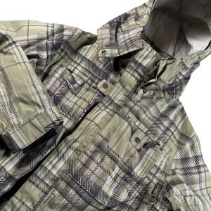 VTG Oakley Thinsulate Insulated Snowboard Jacket womens L Olive Plaid Hooded Ski